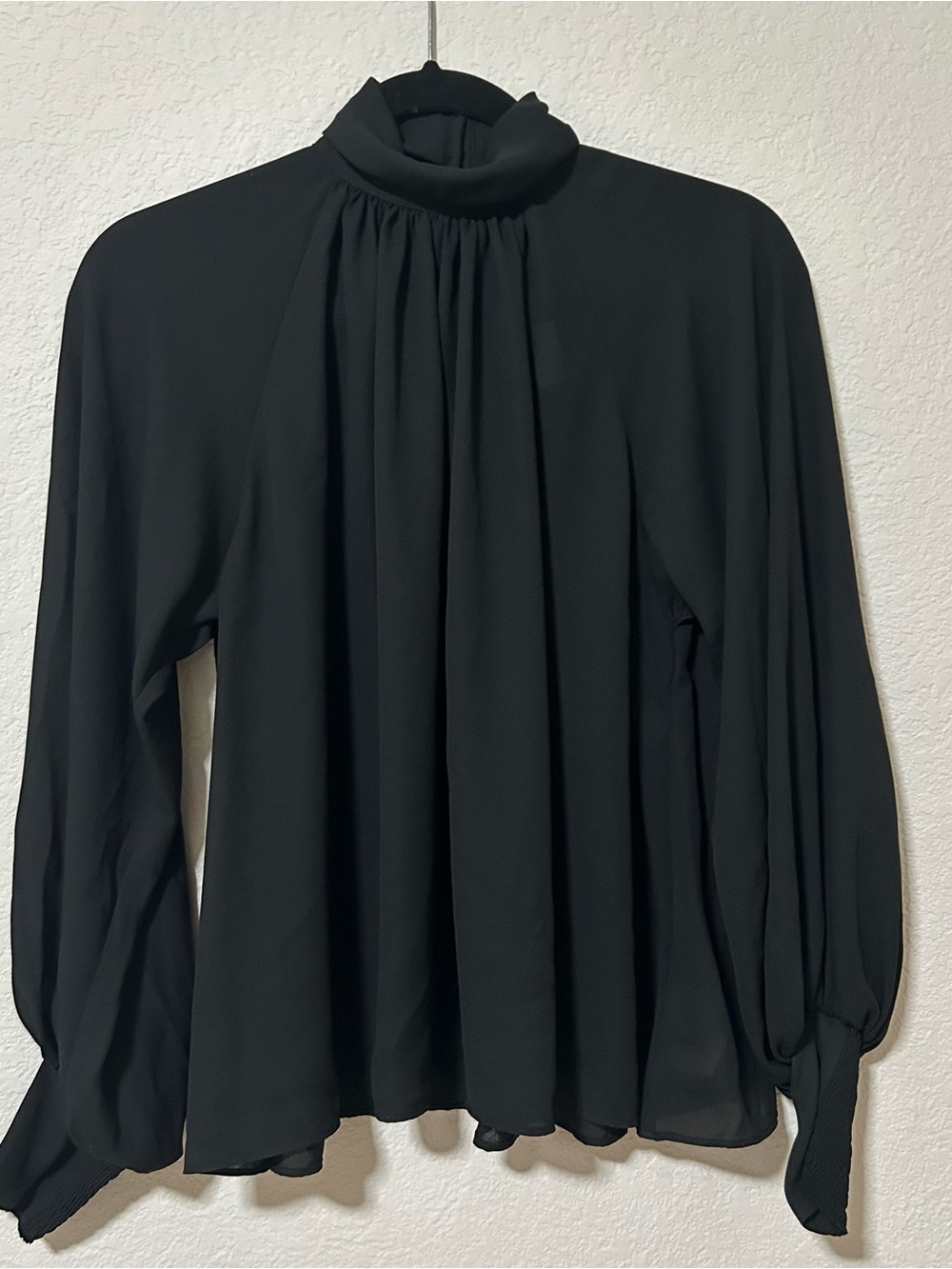 Madewell Black High-Neck Long-Sleeve Blouse